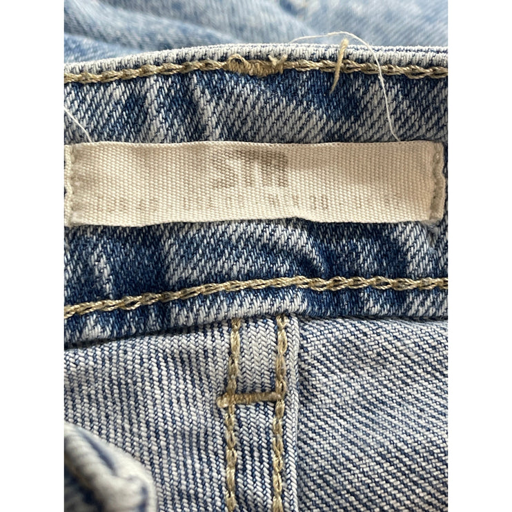 STR Women's Blue High Waisted Light Acid Wash Slim Straight Denim Jeans Size 8