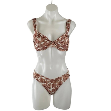 Abercrombie & Fitch Curve Love Floral Ticking Underwire Bikini Swimwear Set XL/M