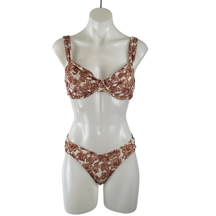 Abercrombie & Fitch Curve Love Floral Ticking Underwire Bikini Swimwear Set XL/M