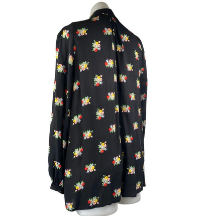 Alice McCall Black Floral Long Sleeve Tie Neck V Neck Playsuit Romper Shorts 4