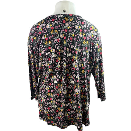 Philosophy Women's Black Multicolor Floral Long Sleeve T Shirt Tee Top Size XL