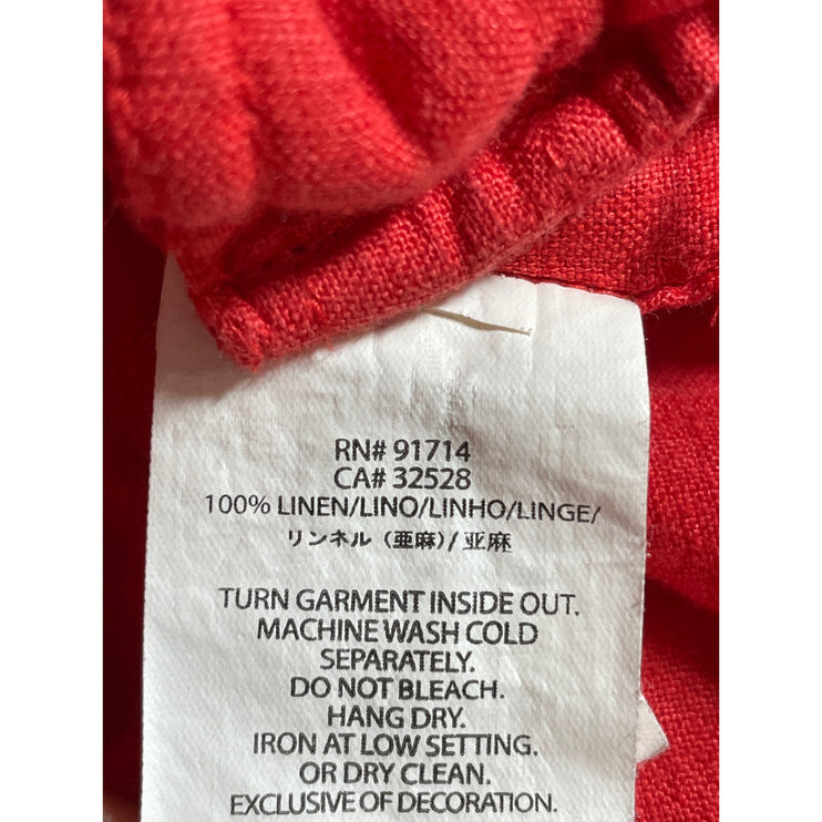 Armani Exchange Red 100% Linen Short Sleeve Pocket Button Down Shirt Top Sz XS