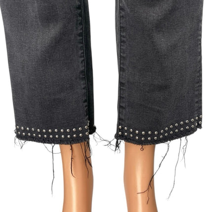Vince Camuto Women's Black Straight Leg High Waist Studded Crop Denim Jeans 28
