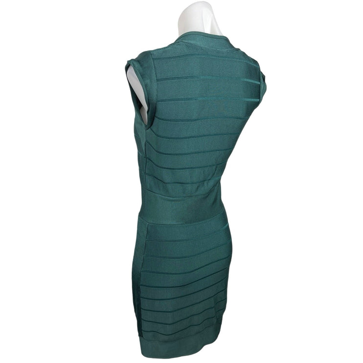 French Connection Emerald Green Cap Sleeve Stretch Bodycon Party Mini Dress Sz 4