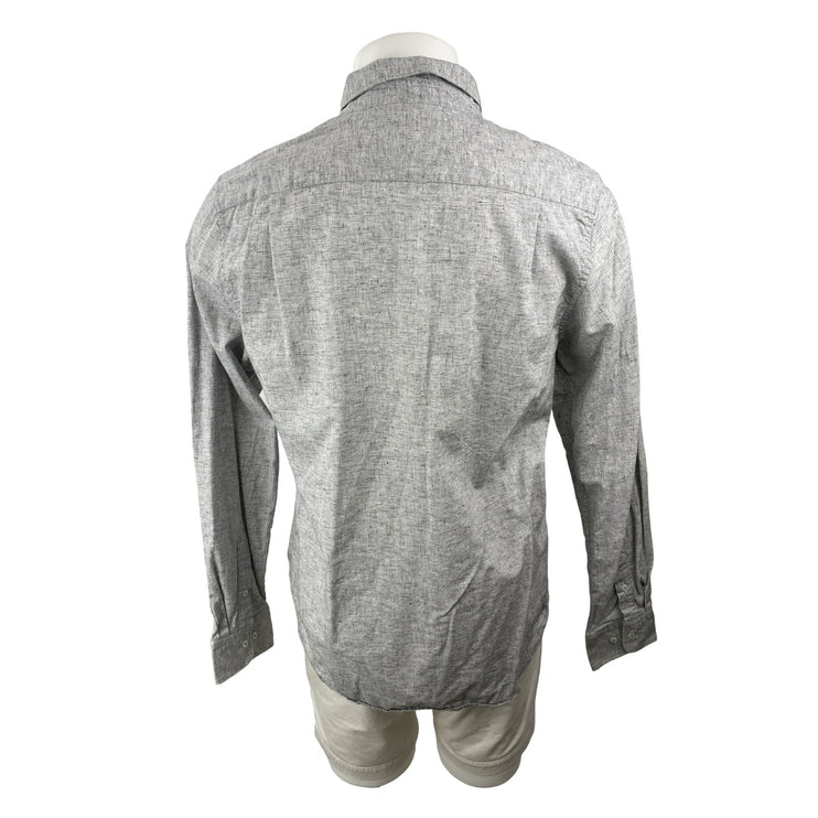 Denim & Flower Men's Gray Collared Long Sleeve Office Button Down Shirt Top Sz L