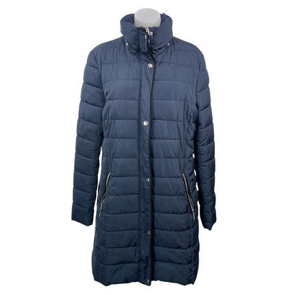 Tommy Hilfiger Navy Blue Long Sleeves Quilted Snap Long Puffer Coat Jacket Sz L