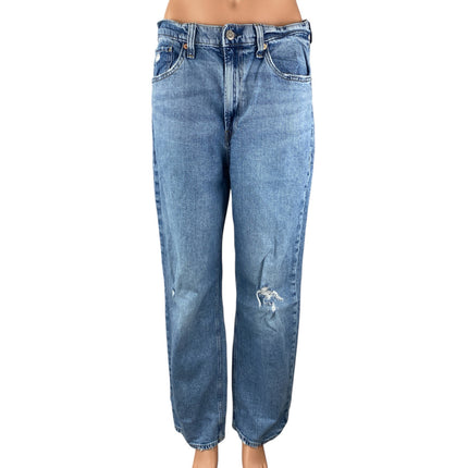 Gap 90s Loose Women's Blue High Rise Distressed Straight Leg Denim Jeans Size 29
