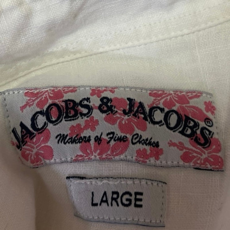 Jacobs & Jacobs White 100% Linen Pocket Button Down Tunic Shirt Dress Size L