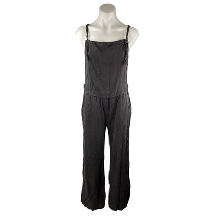 Sol Angeles Women's Gray Sleeveless Wide Leg Denim Overalls Romper Jumpsuit Sz S