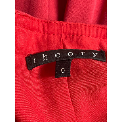 Theory Women's Red Sleeveless Notch V Neck Pocket Tank Sheath Mini Dress Size 0