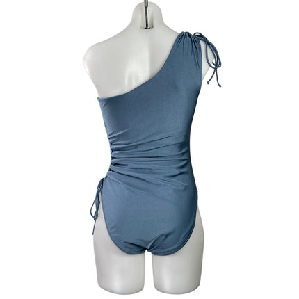 NEW J.Crew Blue One Shoulder Cut Out Tie One Piece Swimsuit Swimwear Size 8