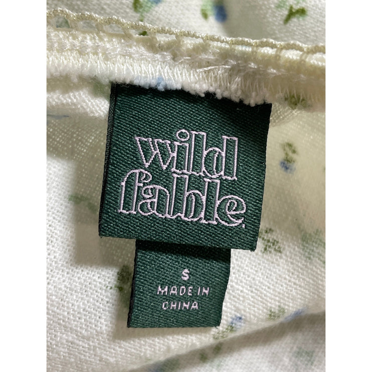 Wild Fable Women's Off White Linen Floral High Rise Maxi Straight A-Line Skirt S