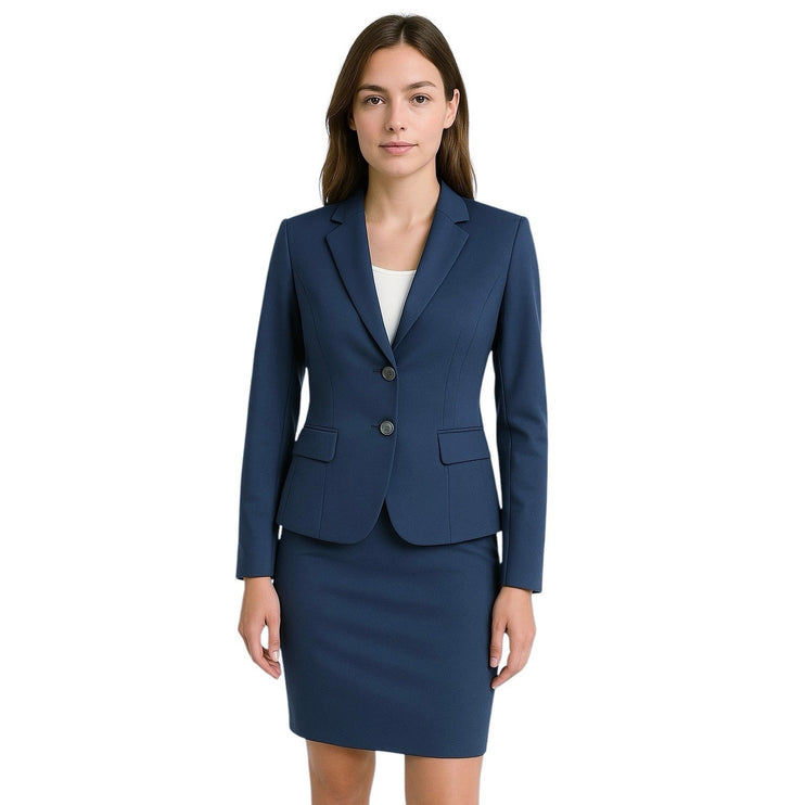 Ann Taylor Women's Blue Button Collar Blazer & Mini Pencil Skirt 2Pc Set Size 0