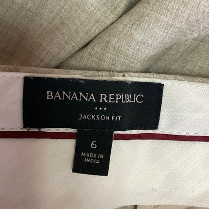 Banana Republic Jackson Fit Beige Stretch Khaki Flared Ankle Dress Pants Size 6