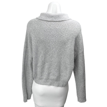 Nordstrom BP. Gray Ribbed Knit Collared Polo Long Sleeve Sweater Top Size M