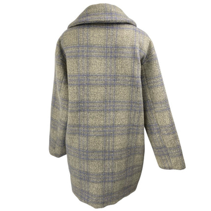 ASTR The Label Gray Plaid Checkered Long Sleeve Button Trench Over Coat Jacket M