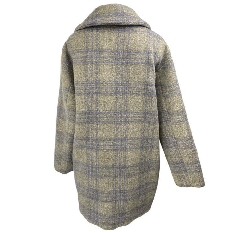 ASTR The Label Gray Plaid Checkered Long Sleeve Button Trench Over Coat Jacket M