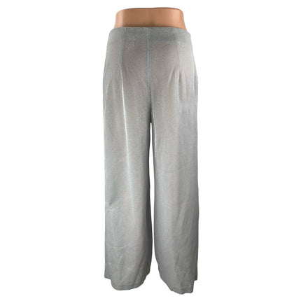 Rebellious Gray Silver Glitter Sparkly Shimmer Wide Leg Trousers Pants Size 8