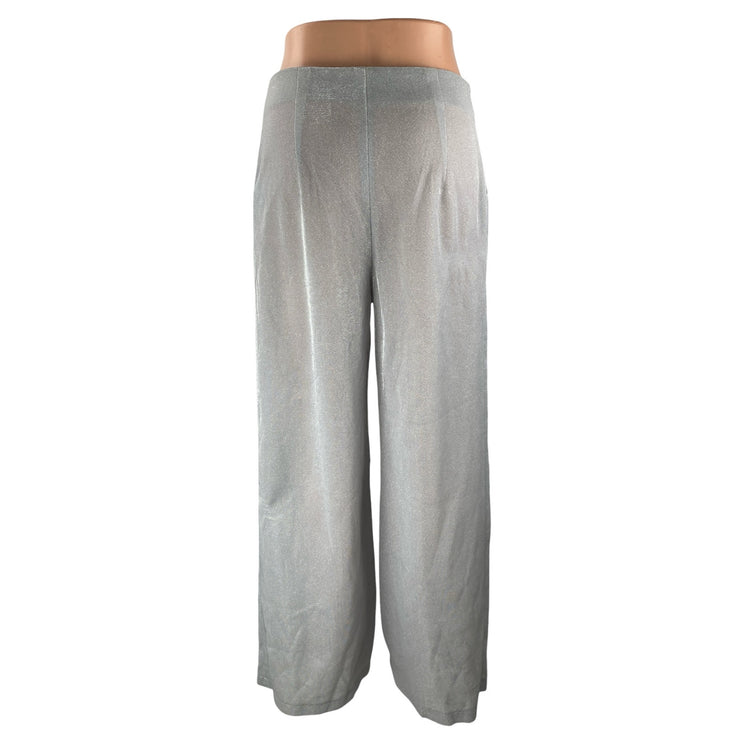 Rebellious Gray Silver Glitter Sparkly Shimmer Wide Leg Trousers Pants Size 8