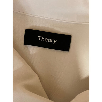 Theory Women's Beige Long Sleeve Chest Pocket Button Down Blouse Shirt Top Sz M
