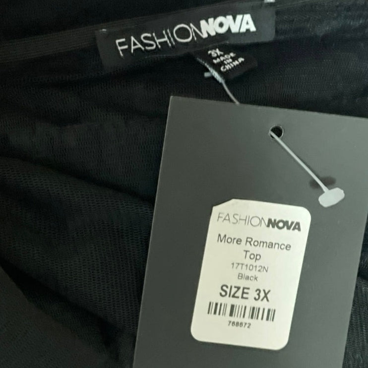 New Fashion Nova More Romance Black Off Shoulder Sheer Mesh Cover Up Blouse 3X