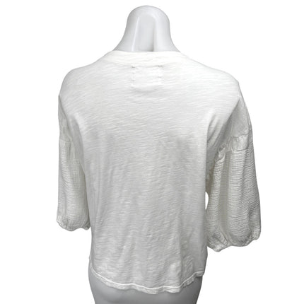 Anthropologie Velvet by Graham & Spencer Margot White Knit Shirt Blouse Top M