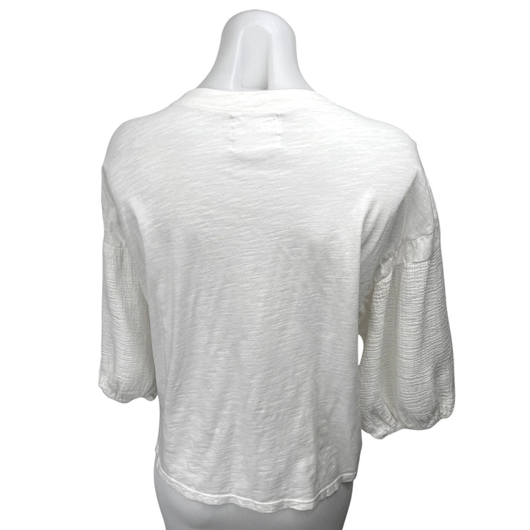 Anthropologie Velvet by Graham & Spencer Margot White Knit Shirt Blouse Top M
