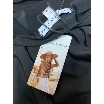NEW Sincerely Jules Black Sleeveless One Shoulder Ruched Midi Bodycon Dress Sz M