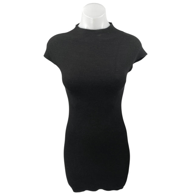 Zara Black Short Sleeve Mock Neck Knit Stretch Sweater Mini Bodycon Dr Brie Zara Black Short Sleeve Mock Neck Knit Stretch Sweater Mini Bodycon Dr Brie