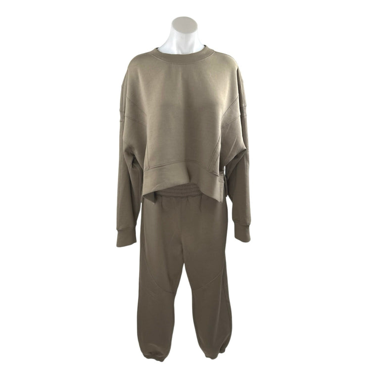 YPB Women's Army Green Crewneck Long Dolman Sleeve Sweatshirt & Sweatpants Set L