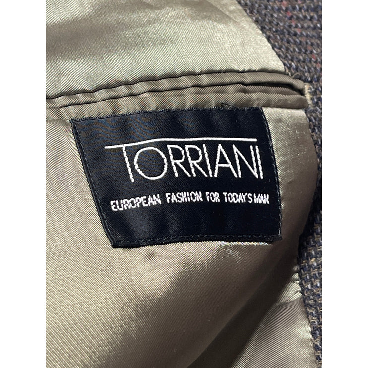 Torriani Vintage Twin Gray Plaid Collared Long Sleeve Blazer Coat Suit Jacket M