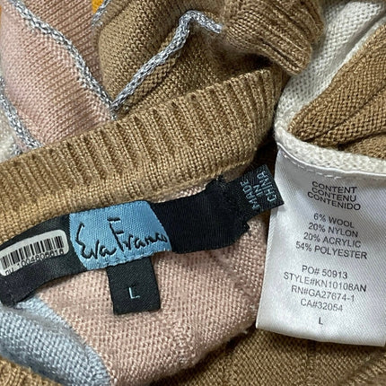 Eva Franco Multicolor Sleeveless Shimmer Striped Knit Sweater Tee Tank Top Sz L
