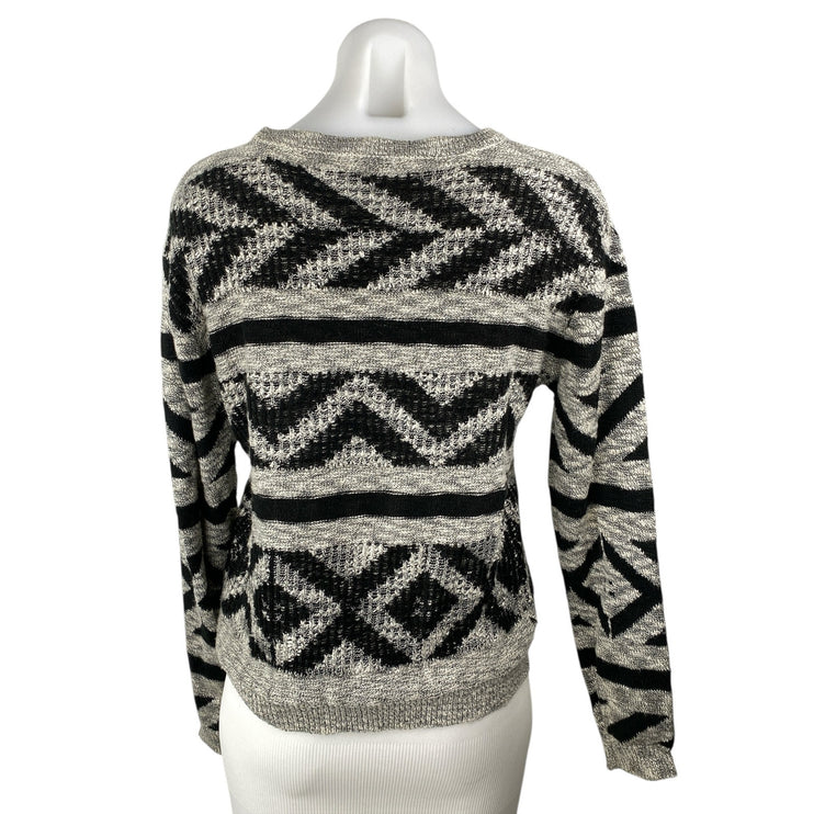 Forever 21 XXI Women's Gray Black Geometric Long Sleeve Knit Sweater Top Size S