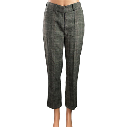 Vero Moda Womens Gray Plaod Checkered Low Rise Straight Trousers Dress Pants S