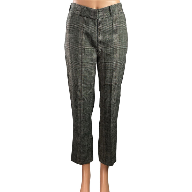 Vero Moda Womens Gray Plaod Checkered Low Rise Straight Trousers Dress Pants S