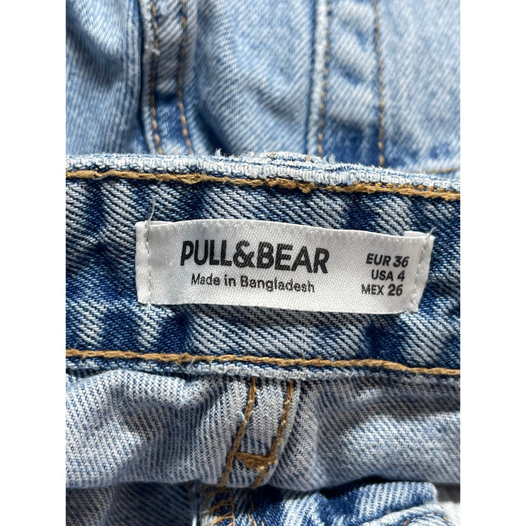 Pull & Bear Women's Blue Medium Wash High Rise Straight Leg Denim Jeans Pants 4