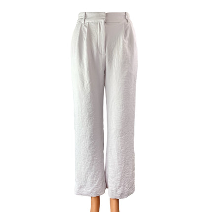 Abercrombie & Fitch Women's White Pleated High Waist Wide Leg Trousers Pants 24
