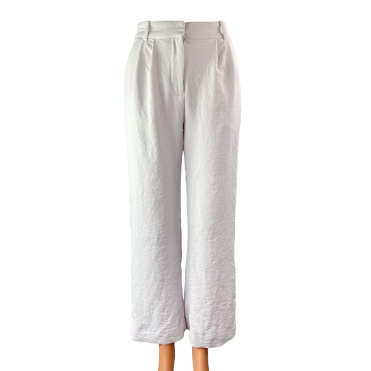 Abercrombie & Fitch Women's White Pleated High Waist Wide Leg Trousers Pants 24