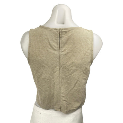 MNG Mango Beige Tan Khaki Sleeveless High Neck Cami Cropped Tank Top Size S