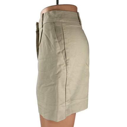 Zara Womens Beige Khaki High Waisted Utility Straight Mini Casual Shorts Size XS