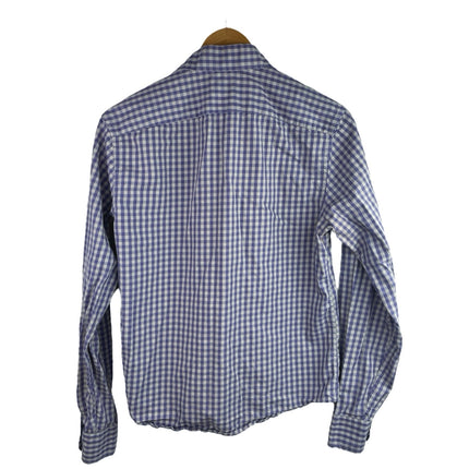 UNTUCKit Men's Blue White Plaid Checkered Long Sleeve Button Down Shirt Top Sz S