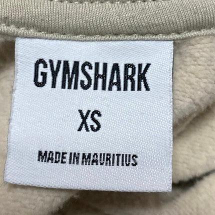 Gymshark Women's Beige Long Sleeve Fleece Hoodie Hooded Crop Sweatshirt Top XS