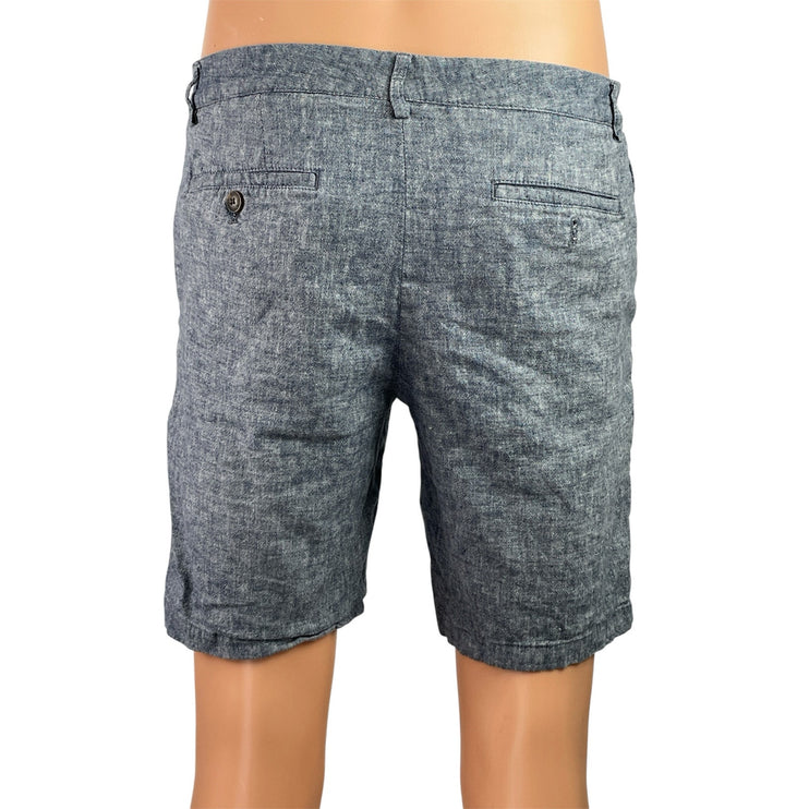Club Monaco Maddox Fit Mens Gray Linen Blend Slim Straight Leg Chino Shorts 31