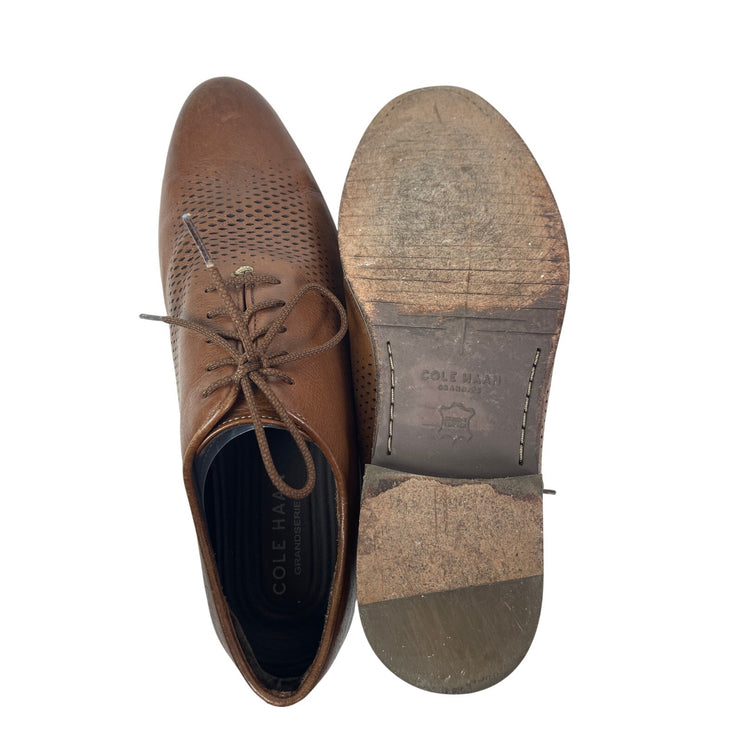 Cole Haan Washington Grand Laser Wingtip Men's Brown Leather Oxford Shoes 10.5