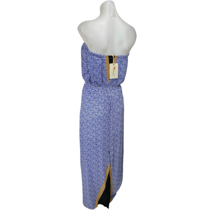 NEW THML Multicolor Chevron Strapless Sleeveless Midi Bandeau Tube Dress Size M