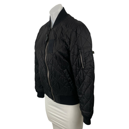 Alpha Industries MA-1 Diamond Black Quilted Long Sleeve Bomber Coat Jacket Sz S