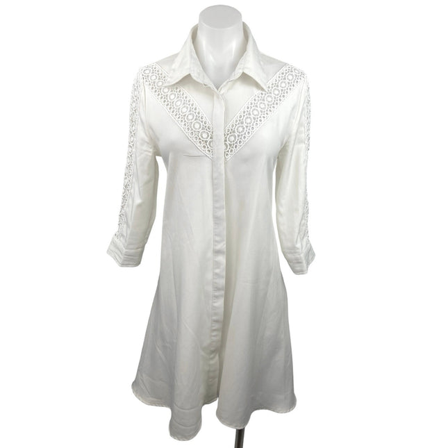 white christmas dresses LOLA CROCHET BUTTON DOWN MINI DRESS // FINAL SALE – O.M.GIGI main image 0