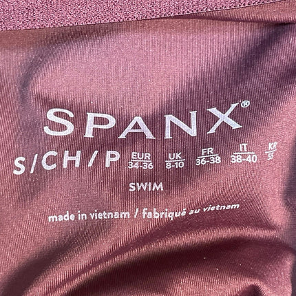 Spanx Red Maroon Halter Open Back Shaping One Piece Swimsuit Swimwear Size S