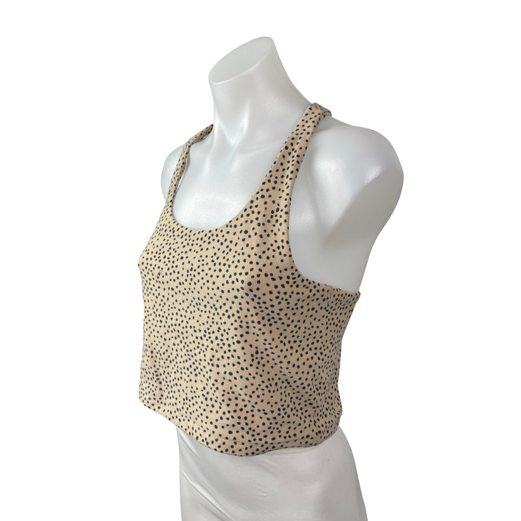 Abercrombie & Fitch Tan Black Animal Print Racerback Cropped Tank Top Size M