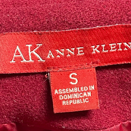 Anne Klein Women's Red Wool  Double Breated Hooded Long Sleeve Pea Coat Jacket S